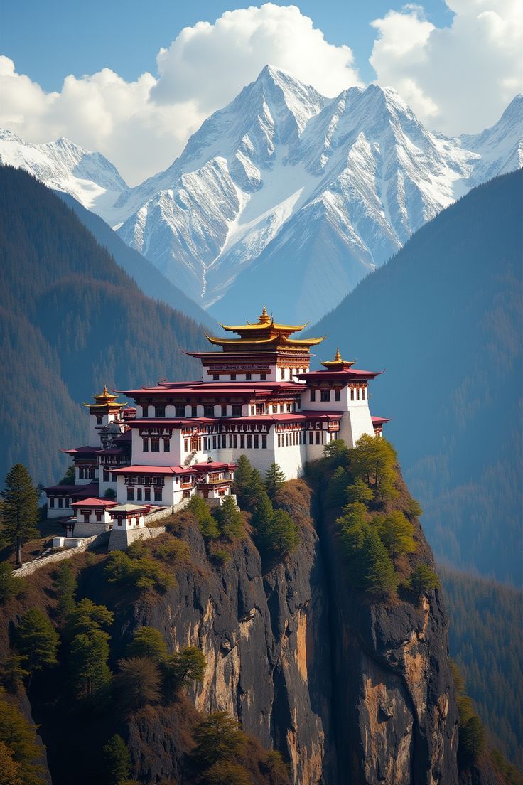Monastery on Himalayan cliffs, Bhutan